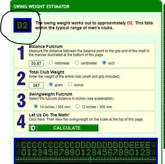 website calculator swing weight
