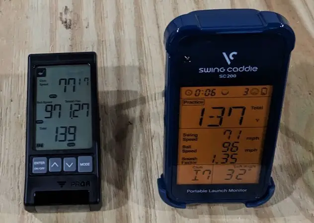 PRGR Launch Monitor vs Swing Caddie SC200 7 iron