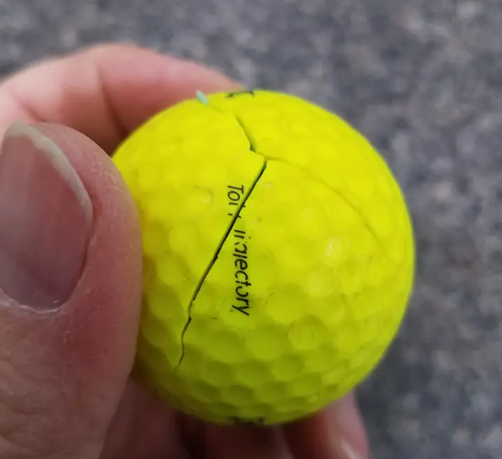 Cracked golf ball